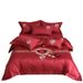 Modern Style Wedding Celebration Red Embroidered Bedding Pure Long-staple Cotton Four-piece Set Home Textile Floating Line Dream 2_maomaolike.com
