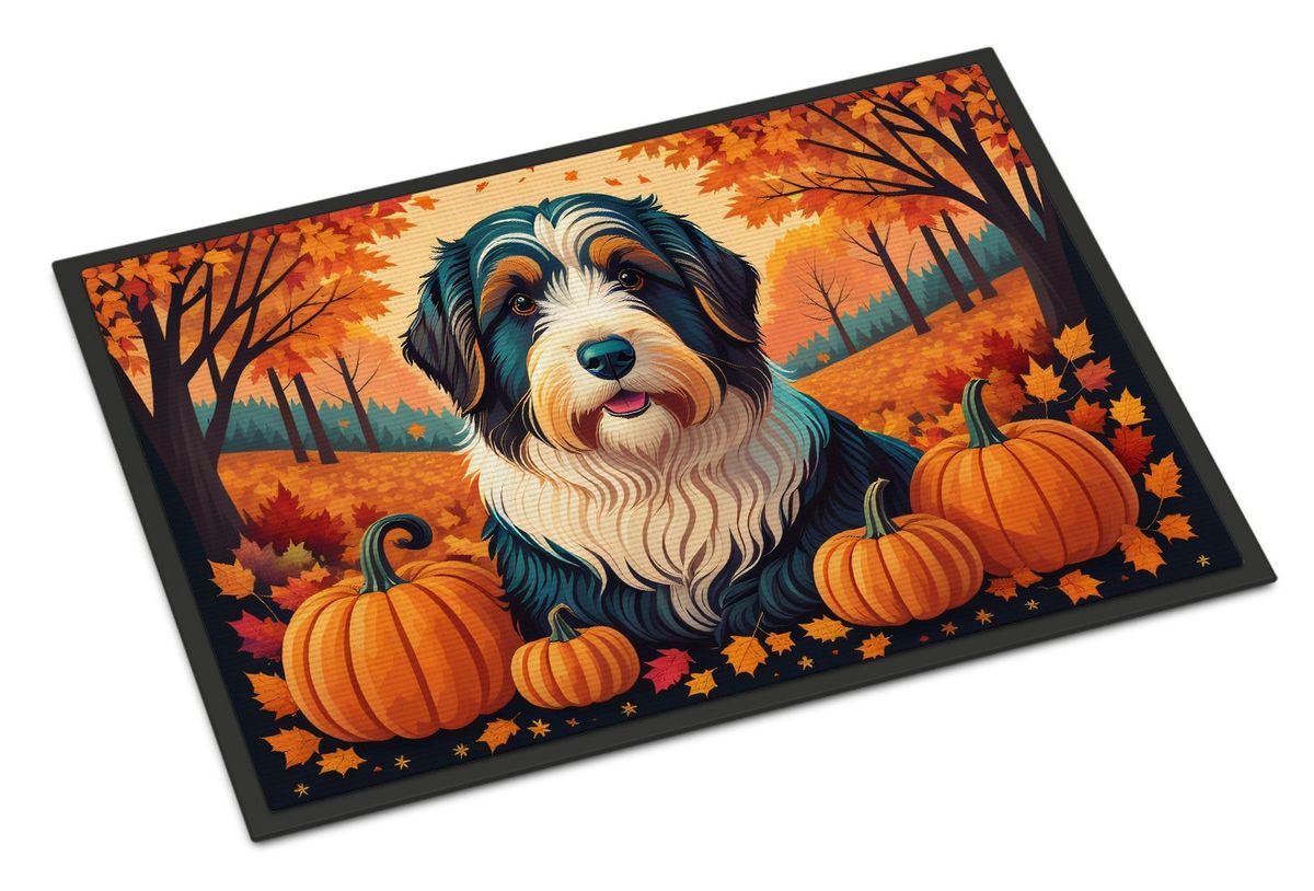 Bearded Collie Fall Doormat Front Door Mat Indoor Outdoor Rugs For Entryway, Non Slip Washable Low Pile, 24H X 36W_maomaolike.com