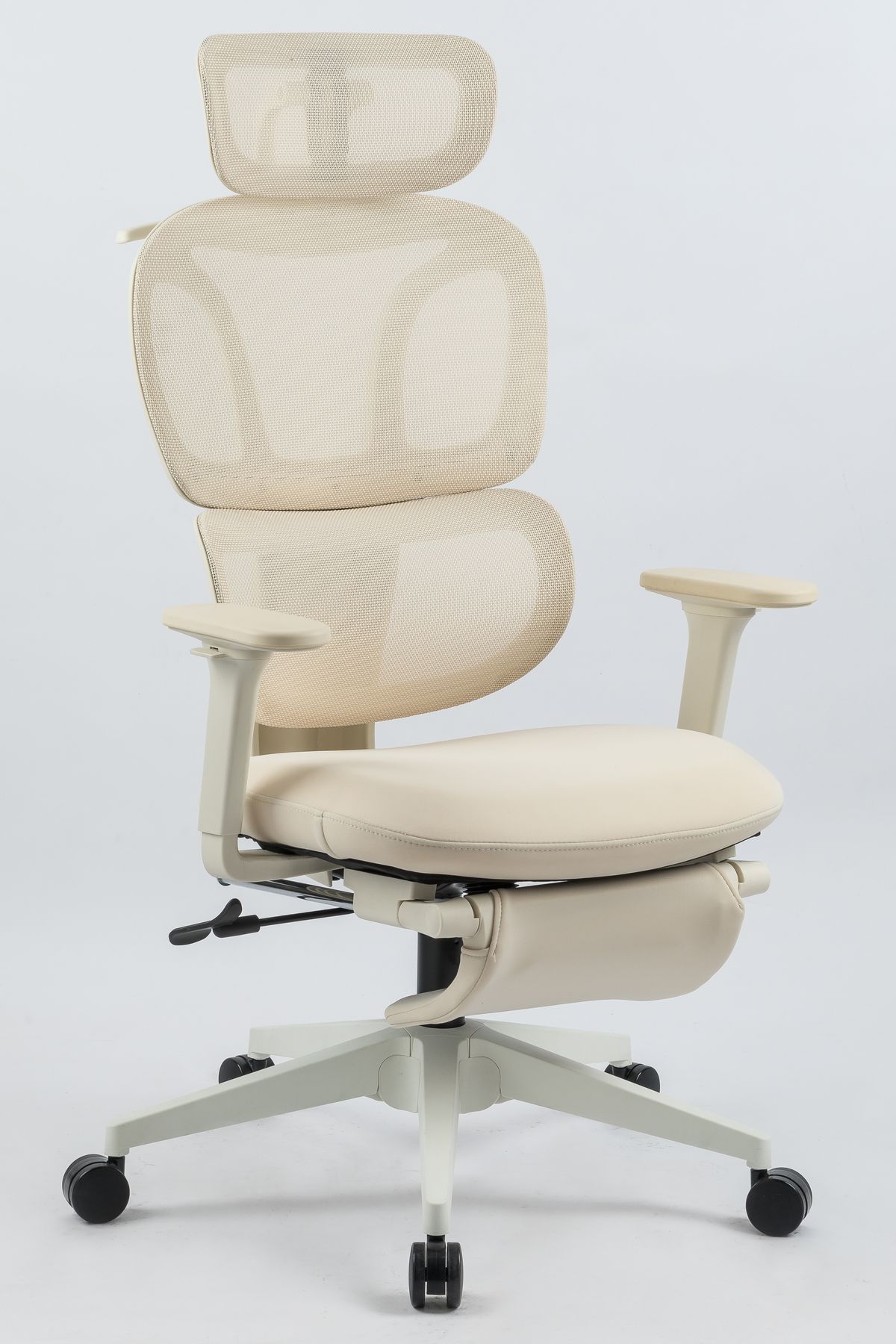 Ergonomic Office Chair With Footrest, High Back Computer Office Chair With Dynamic Lumbar Support, 2D Headrest, 2D Armrest, Sponge Seat, Mesh Home Office Desk Chair For Adults, CREAM_maomaolike.com