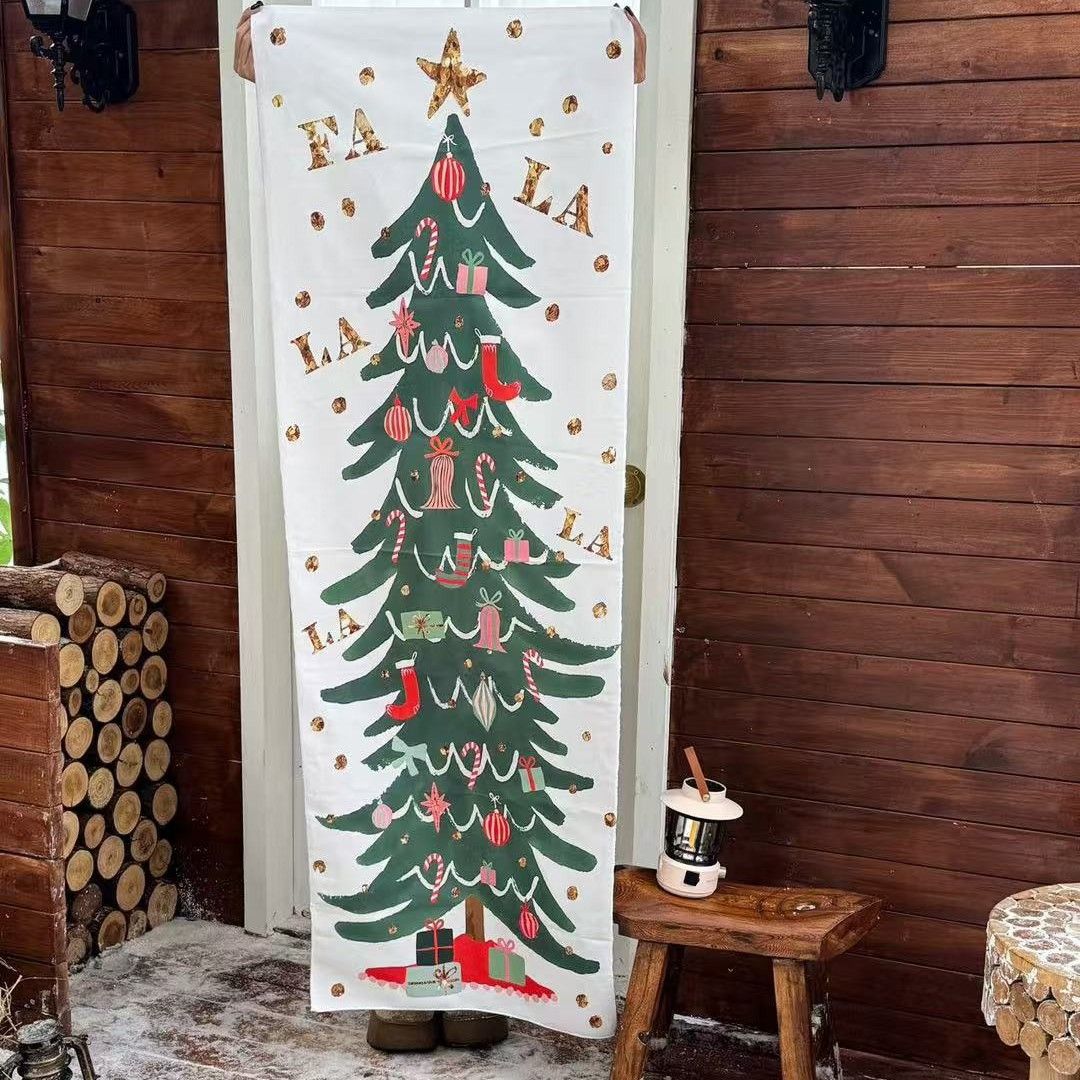 Tree Background Christmas Coffee Shop Scene Decoration Hanging Cloth Xiaohongshu Photography Props_maomaolike.com