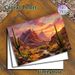 Desert Sunset Mountain Climbing Painting Poster, Warm-toned Oil-painting Style Desert Landscape Poster, Picturesque Scene With Cacti, Stream And_maomaolike.com
