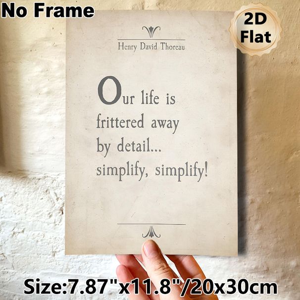 Henry David Thoreau Inspirational Quote Painting Poster, Vintage-style Typographic Text Poster, Delivers Simple Life Message, Ideal For Home Office_maomaolike.com