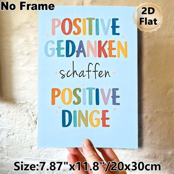 Positive German Quote Painting Poster, Soft Pastel Colorful Watercolor Lettering Poster, Uplifting Mood Decor Ideal For Bedroom, Home Workspace_maomaolike.com