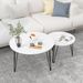 27.56" Round Nesting Coffee Table Set Of 2, Circular Nesting End Table Set, Round Marble Tabletop, And Sturdy Metal Base For Living Room, Bedroom_maomaolike.com