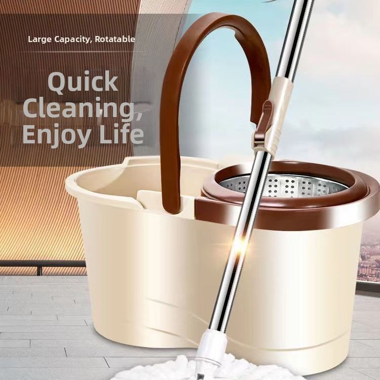 Thickened Wheeled Dual Drive Bucket Stainless Steel Spin Drying Hands Free Wet And Dry Use Household Mop_maomaolike.com
