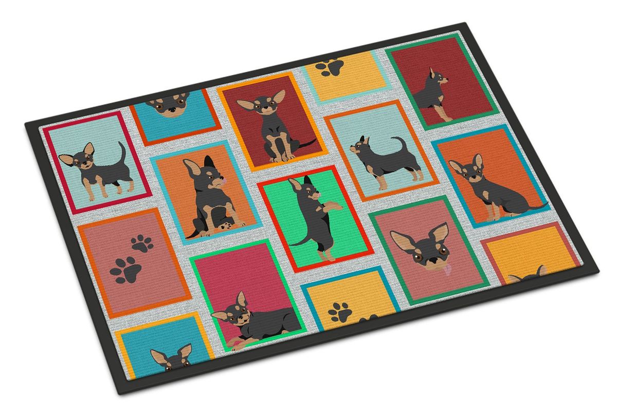 Lots Of Black And Tan Chihuahua Doormat Front Door Mat Indoor Outdoor Rugs For Entryway, Non Slip Washable Low Pile, 24H X 36W_maomaolike.com