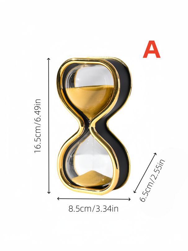 1pc Creative Design Glass Hourglass Simple Style Gold And Silver Double Shape Timer Ornament Decoration Hourglass_maomaolike.com