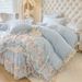 Lace Trim Single Piece Quilted Style Sheet All-Season Cover With Edge Bed Skirt Three-Piece Set_maomaolike.com