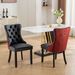 A&A Furniture Nikki Collection Modern Tufted Solid Wood Dining Chair Set, Velvet And PU Upholstered With Nailhead Trim, Black & Wine Red, 2-Piece Set_maomaolike.com