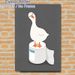 Goose On Toilet Paper Painting Poster, Cute Minimalist Whimsical White Goose Standing On Toilet Roll Poster, Adds Playful Quirky Touch, Ideal For_maomaolike.com