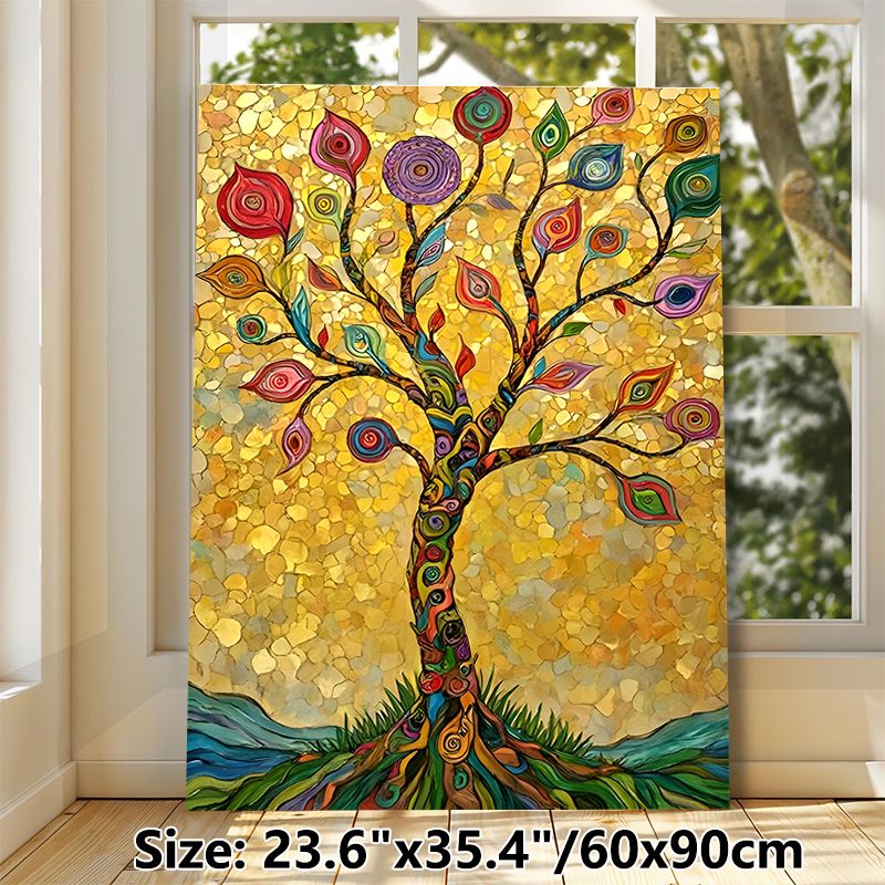 Colorful Tree Of Life Painting Poster, Vibrant Mosaic-style Whimsical Tree Poster, Eye-catching Decorative Artwork Ideal For Living Room, Bedroom And_maomaolike.com