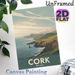 Cork Ireland Coastal Landscape Painting Poster, Soft-toned Retro Minimalist Coastal Cliff & Ocean Scene Poster, Serene Scenic View Ideal For Living_maomaolike.com