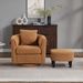 Swivel Accent Chair With Ottoman Set, Modern Chenille Barrel Armchair With Removable Back Pillow & 2 Armrest Covers For Living Room, Bedroom, Office, Yellow_maomaolike.com