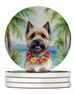 Cairn Terrier Luau Large Sandstone Coasters Pack Of 4 Absorbent Round Coasters Decor Gifts For Men Or Women, 4 In, Multicolor_maomaolike.com