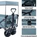 Collapsible Wagon Heavy Duty Folding Wagon Cart With Removable Canopy, 4" Wide Large All Terrain Wheels, Brake, Adjustable Handles,Cooler Bag Utility Carts For Outdoor Garden Beach_maomaolike.com