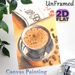 Coffee Themed Painting Poster, Watercolor-style Warm-toned Frothy Coffee In Metal Cup With Coffee Beans Poster, Brings Cozy Warm Ambiance, Ideal For_maomaolike.com