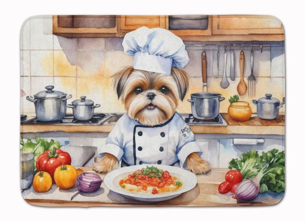 Lhasa Apso The Chef Memory Foam Kitchen Mat Machine Washable Anti-Fatigue Mat Cushion Comfort Bath Mat Or Kitchen Rug_maomaolike.com