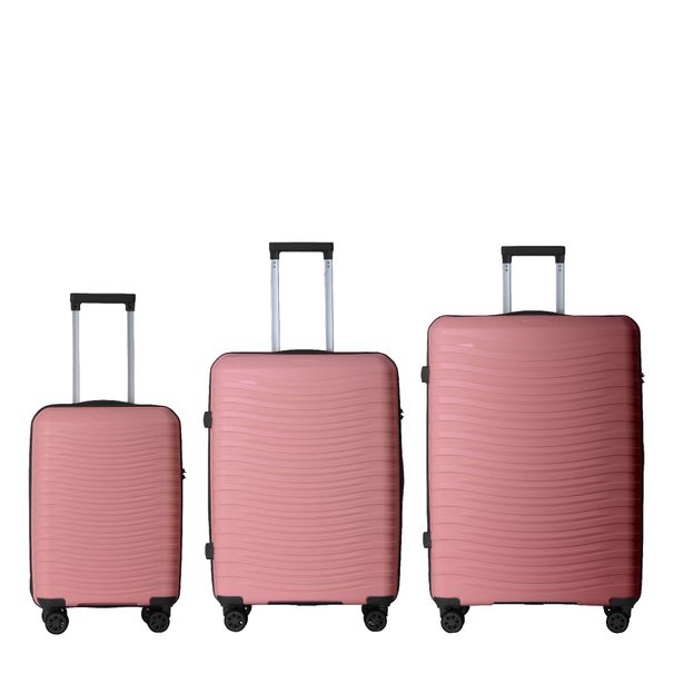 3-Piece Luggage Sets (20", 24", 28"), Suitcase With Wheels, Hardside Suitcase With Four Spinner Wheels And Scratch-Resistant Surface, Pink_maomaolike.com