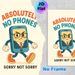 No Phones Themed Painting Poster, Vintage Cartoon Grumpy Anthropomorphic Phone Poster, Clear No-Phone Reminder, Ideal For Office, Meeting Room And_maomaolike.com