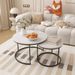 Nesting Coffee Table Set Of 2, 27.6inch Round Coffee Table Industrial Wood Finish With Sturdy Metal Frame, End Table Side Tables For Living Room Bedroom Balcony Yard_maomaolike.com
