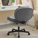 Armless Adjustable Swivel Office Chair With Wheels, PU Leather Cross-Legged Task Chair For Home, Office, Small Spaces_maomaolike.com