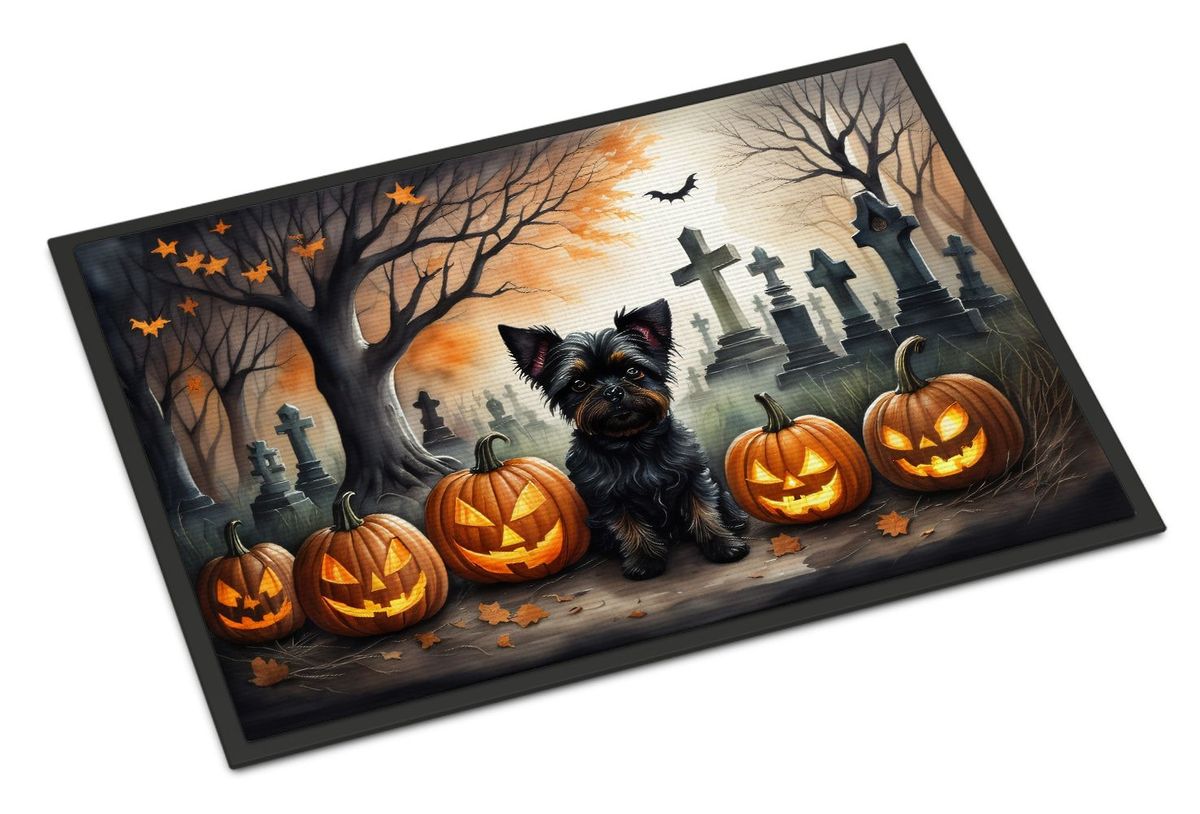 Affenpinscher Spooky Halloween Doormat Front Door Mat Indoor Outdoor Rugs For Entryway, Non Slip Washable Low Pile, 24H X 36W_maomaolike.com