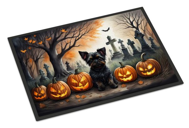Affenpinscher Spooky Halloween Doormat Front Door Mat Indoor Outdoor Rugs For Entryway, Non Slip Washable Low Pile, 24H X 36W_maomaolike.com