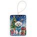 Bichon Frise Christmas Reindeer Porcelain Ornament Christmas Tree Hanging Decorations For Home Christmas Holiday, Rectangle, Gift, Multicolor_maomaolike.com