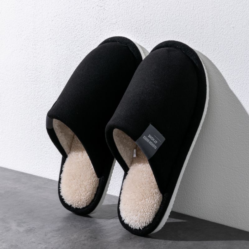 Winter Warm Men House Non Slip Soft Shoes Comfortable Flat Heel Home Indoor Plush Slippers Bedroom Female Shoes_maomaolike.com