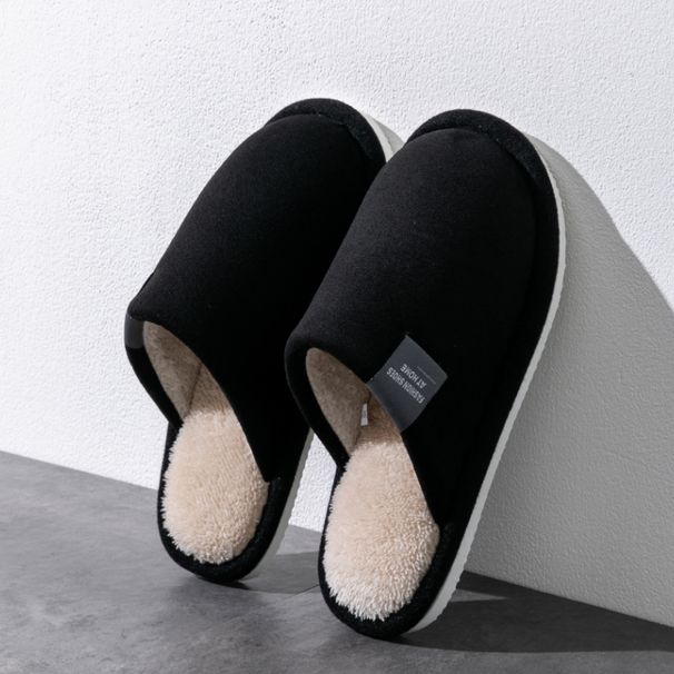 Winter Warm Men House Non Slip Soft Shoes Comfortable Flat Heel Home Indoor Plush Slippers Bedroom Female Shoes_maomaolike.com