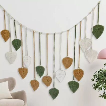 Bohemian Decor Handwoven Tapestry Wooden Beads Leaf Children's Photo Hanging Tassel Wall Decoration_maomaolike.com