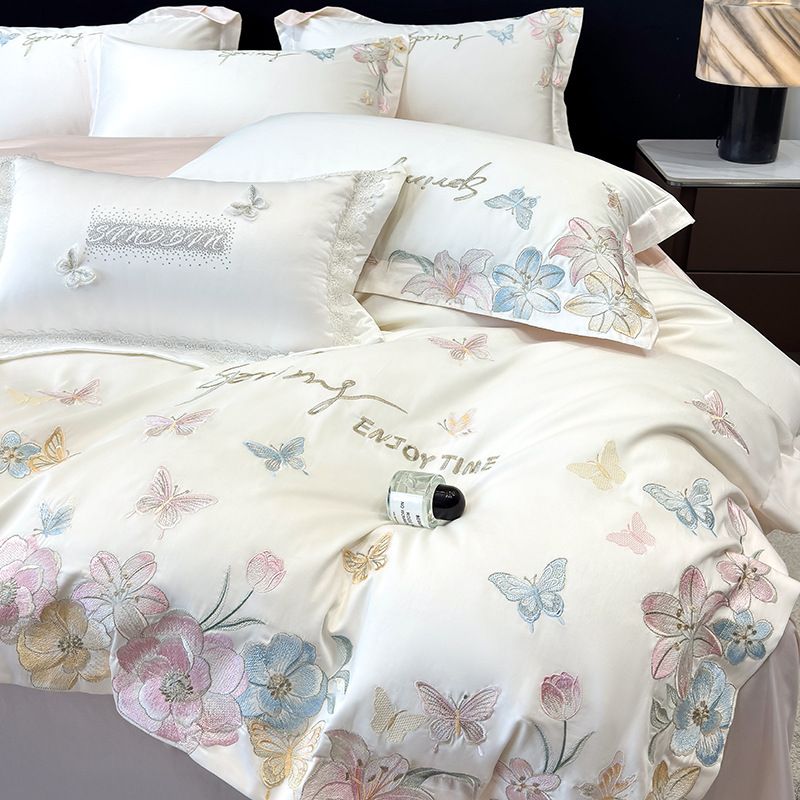 Wholesale French Country Style Embroidered Pure Girls, All-Cotton 100-Thread Long-Staple Cotton Four-Piece Set For Naked Sleep_maomaolike.com