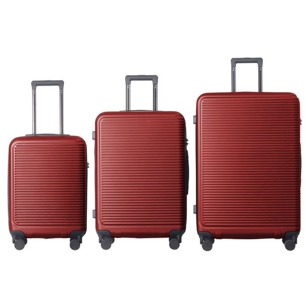 Luggage Sets ABS Hardshell 3pcs Luggage, Lightweight Durable Suitcase Sets Spinner Wheels Suitcase With TSA Lock 20''24''28'' Available(WINE RED)_maomaolike.com