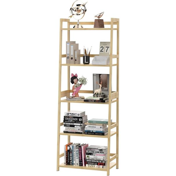 Bookshelf 5 Tiers, Bamboo Bookcase Book Shelf Storage Organizer Modern Display Shelving Unit Tall Book Shelf Corner Storage Rack For Home Office,Living Room,Kitchen,Bedroom,Bathroom, Office,Industrial_maomaolike.com