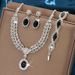 Elegant Bridal Jewelry Set Necklace Earrings With Sparkling Rhinestones Perfect For Weddings Parties_maomaolike.com