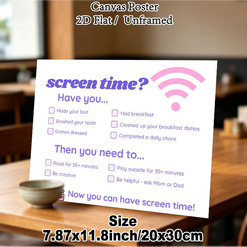 Screen Time Checklist Painting Poster, Pastel-toned Daily Task Checklist Poster, Aids In Establishing Daily Routines And Screen Time Rules, Suitable_maomaolike.com