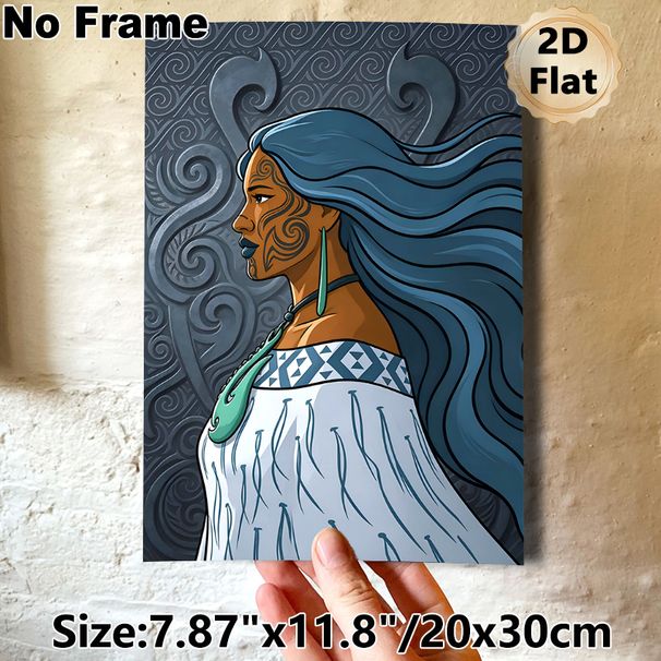 Maori Themed Painting Poster, Bold Tribal Style Portrait Poster, Distinctive Cultural Artwork Suitable For Living Room, Bedroom And Office Wall Decor_maomaolike.com