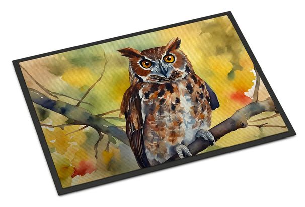 Eastern Screech Owl Doormat Front Door Mat Indoor Outdoor Rugs For Entryway, Non Slip Washable Low Pile, 24H X 36W_maomaolike.com