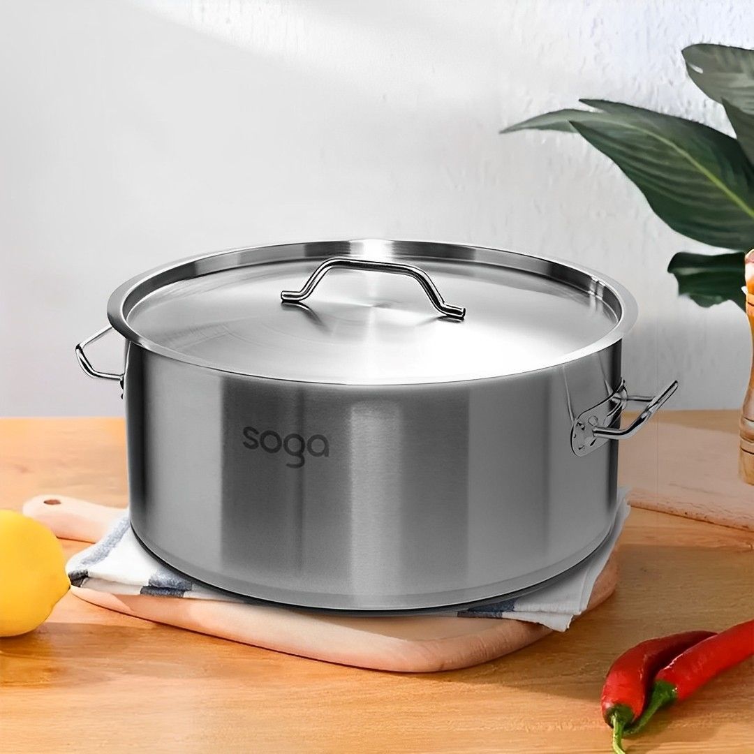 SOGA Stock Pot 14L Top Grade Thick Stainless Steel Stockpot 18/10_maomaolike.com