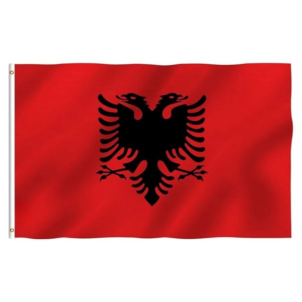 3x5 Ft Double Side Printed Albania Flag, Hanging Flag With Polyester, Vivid Color And UV Fade Resistant, Albanian Flags Decoration_maomaolike.com