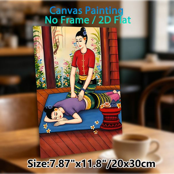 Thai Massage Themed Painting Poster, Vibrant Traditional Style Poster, Showcasing A Soothing Massage Scene, Delivers Tranquil Atmosphere Perfect For_maomaolike.com