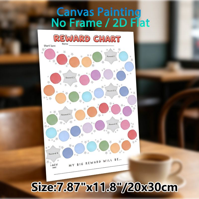 Reward Chart Painting Poster, Pastel-colored Polka Dot & Star Themed Poster, Practical For Tracking Tasks And Goals, Suitable For Home And Study_maomaolike.com
