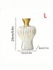 Striped Color Block Ceramic Vase For Elegant Floral Arrangements, Ideal For Entryway, Living Room & Balcony Decor, Versatile Home Accent_maomaolike.com