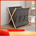 Single Layer Fabric Floor Indoor Bookshelf Clothes Books Newspapers Rack Foldable Storage Basket_maomaolike.com