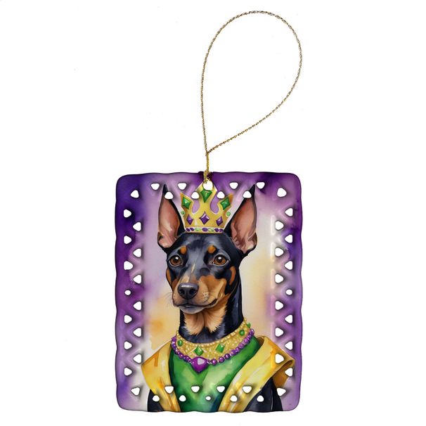 Terrier King Of Mardi Gras Porcelain Ornament Christmas Tree Hanging Decorations For Home Christmas Holiday, Rectangle, Gift, Multicolor_maomaolike.com