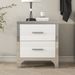 Elegant High Gloss Nightstand With Metal Handle,Mirrored Bedside Table With 2 Drawers For Bedroom,Living Room_maomaolike.com