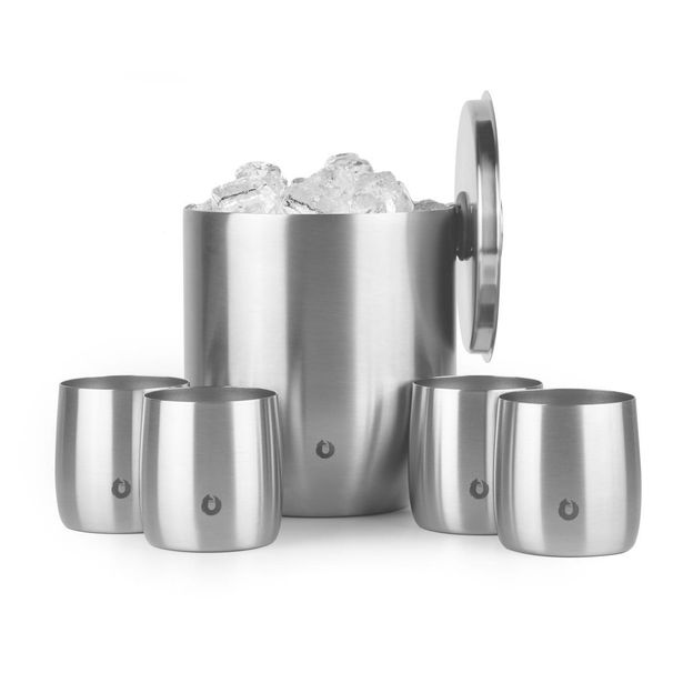 Stainless Steel Ice Bucket With Rocks Glass Set, Steel_maomaolike.com
