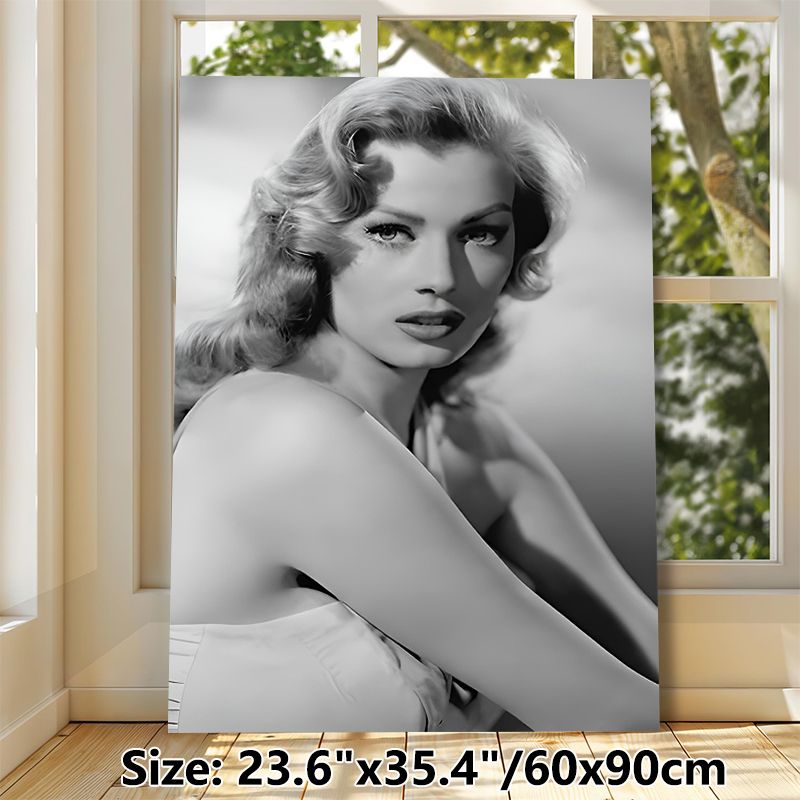 Vintage Hollywood Female Portrait Painting Poster, Monochrome Retro Glamour Poster, Elegant Nostalgic Artwork Ideal For Living Room, Bedroom Wall_maomaolike.com