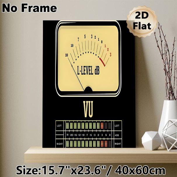 Audio VU Meter Painting Poster, Vintage Retro Audio Level Meter With DB Scale Poster, Unique Music-themed Decor Ideal For Home Audio Rooms, Music_maomaolike.com