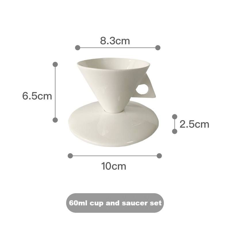Coffee Cup Retro Ins Style Bone Porcelain Triangular Cone Cup Retro Ceramic Latte Cup And Saucer Set Bone Porcelain Coffee Cup_maomaolike.com